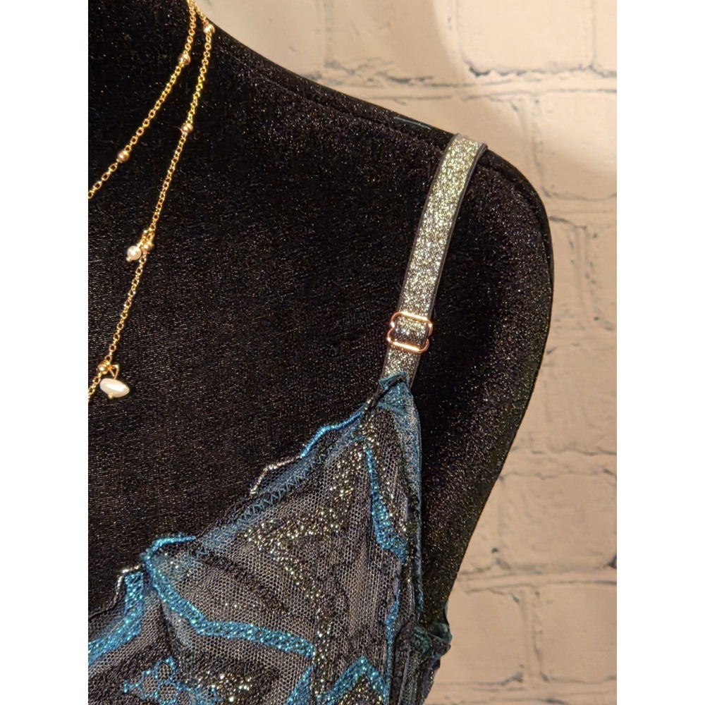Savage X Fenty NWT 36B Unlined‎ Lace Demi Bra Shining Star-Wildflower Blue - Picture 5 of 11